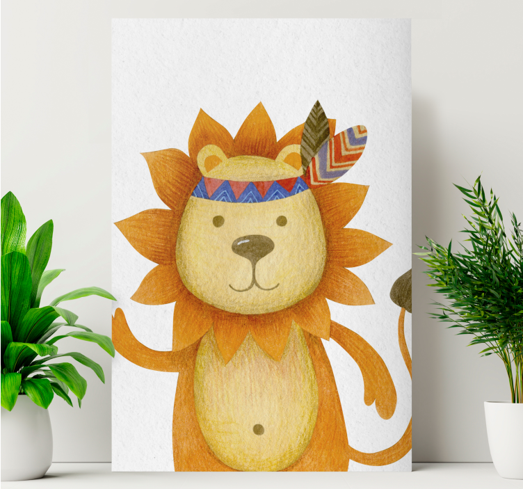 Animal canvas wall art friendly lion design - TenStickers
