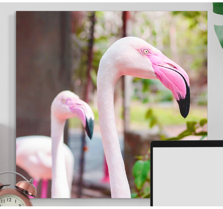 Bird canvas wall art elegant flamingos together - TenStickers