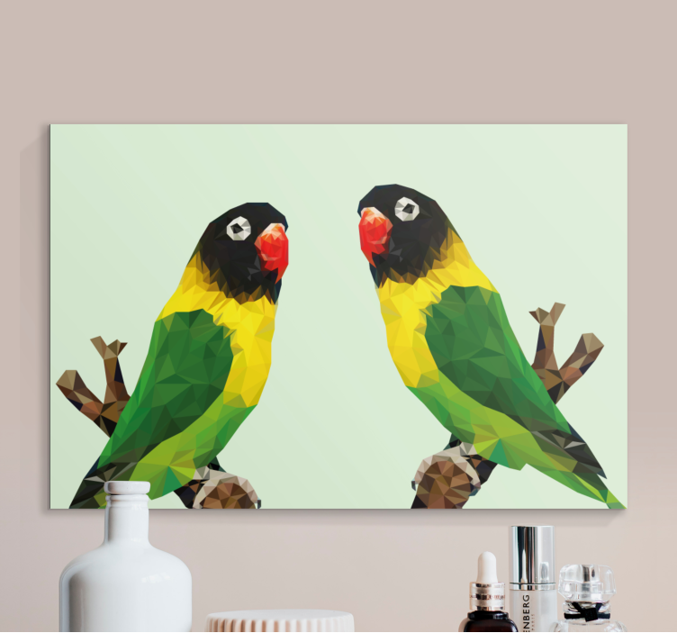 Bird canvas wall art polygonal parrots display - TenStickers