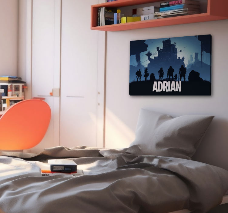 Blue epic castle video game canvas wall art - TenStickers