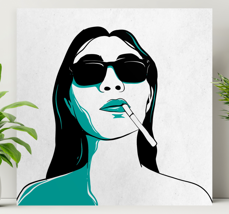 Chic woman smoking people canvas - TenStickers