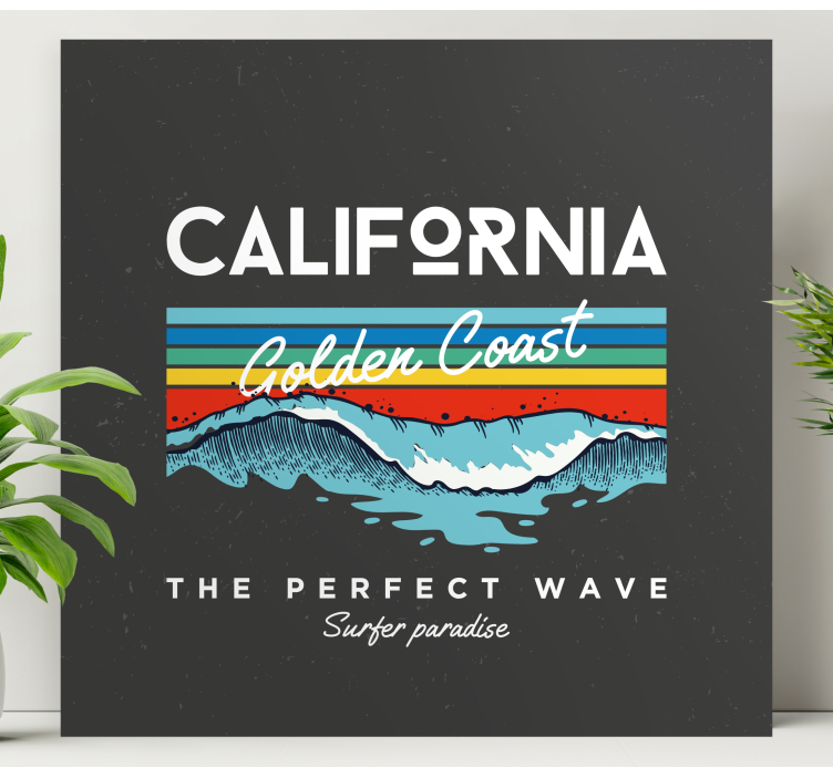 Cityscape wall art california surfer waves art - TenStickers