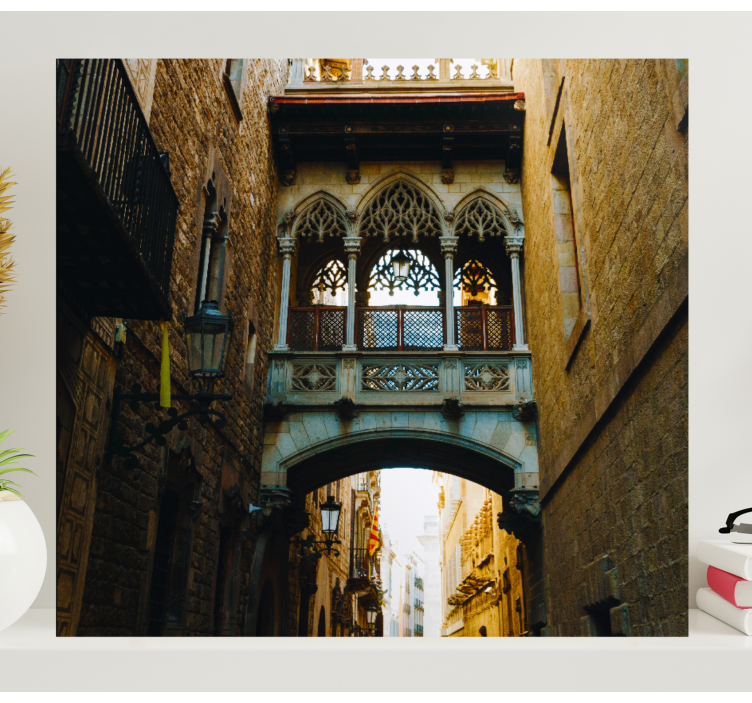 Cityscape wall art gothic archway view - TenStickers