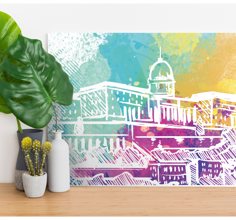 Cityscape wall art historic architecture design - TenStickers