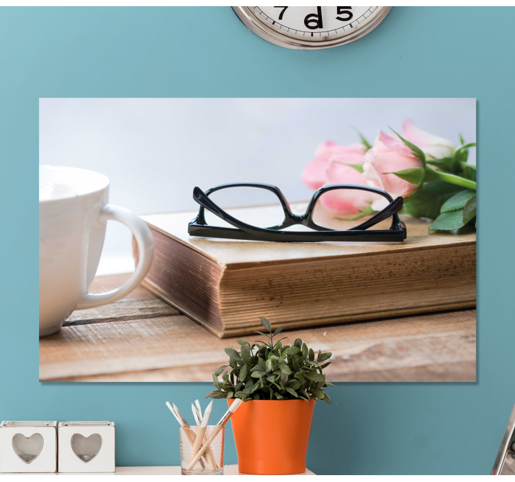 Coffee, books and glasses teen canvas prints - TenStickers