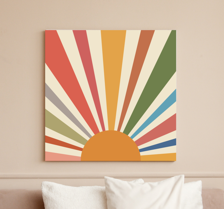 Colorful wall art Sun canvas for living room - TenStickers