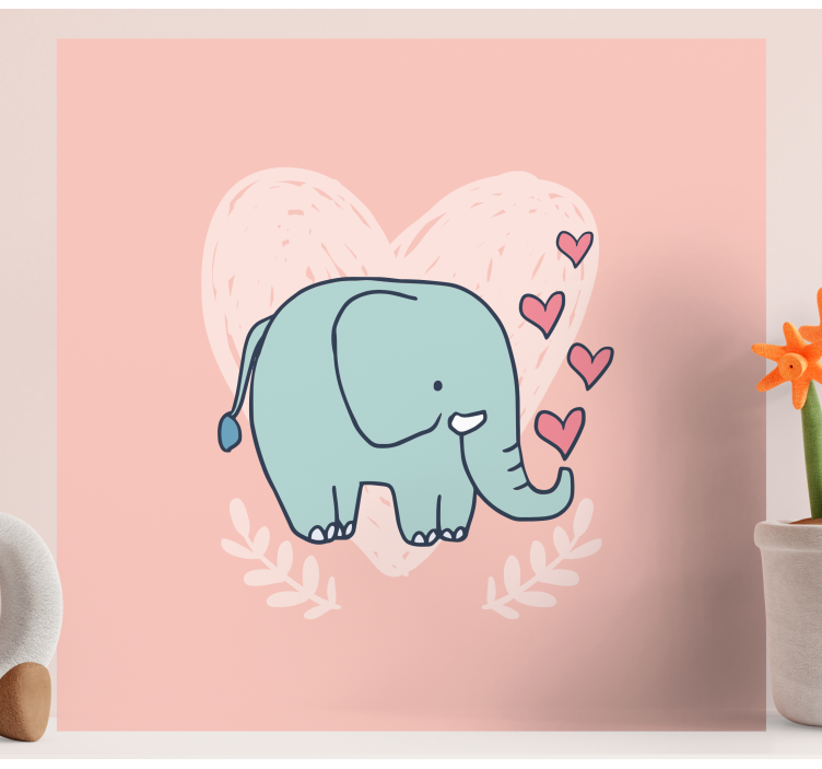 Cute elephant blowing hearts  nursery canvas - TenStickers
