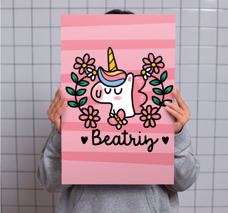 Cute unicorn floral unicorn pictures framed - TenStickers