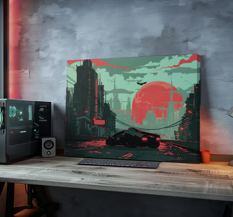 cyber city video game canvas wall art - TenStickers