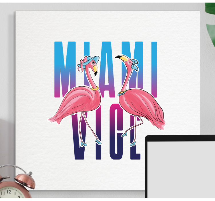 Flamingo Fashionistas animal canvas wall art - TenStickers