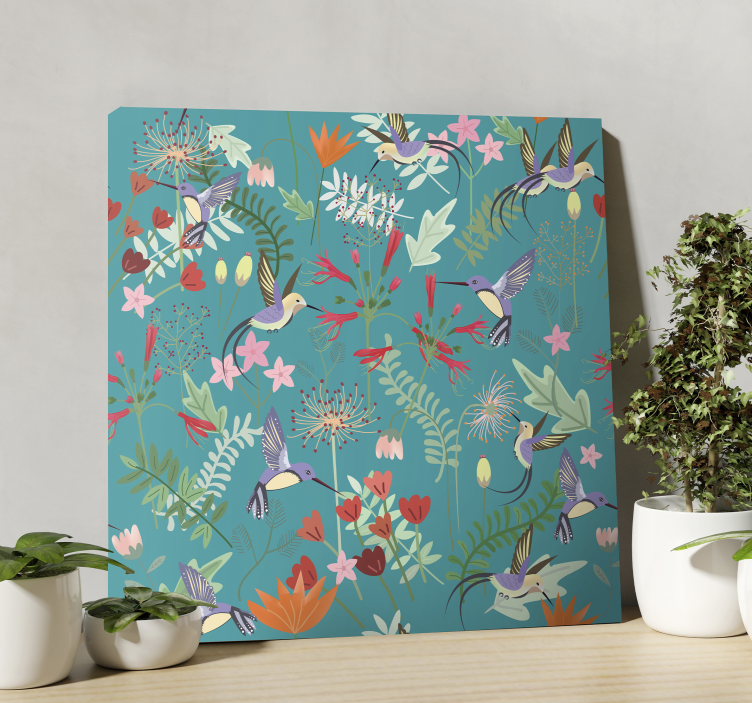 Floral Hummingbird Delight Flowers  canvas - TenStickers
