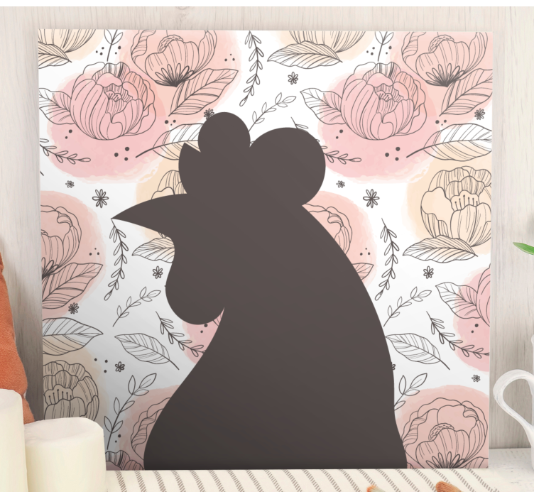 Floral white chick bird canvas art - TenStickers