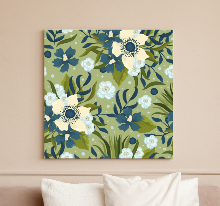 Flowers canvas blooming floral design - TenStickers