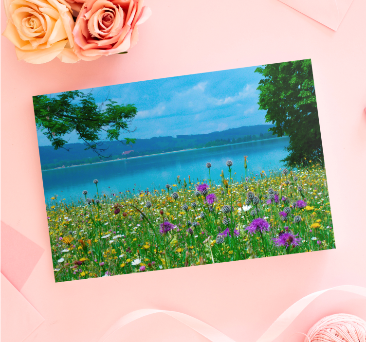 Flowers canvas blooming meadow landscape - TenStickers