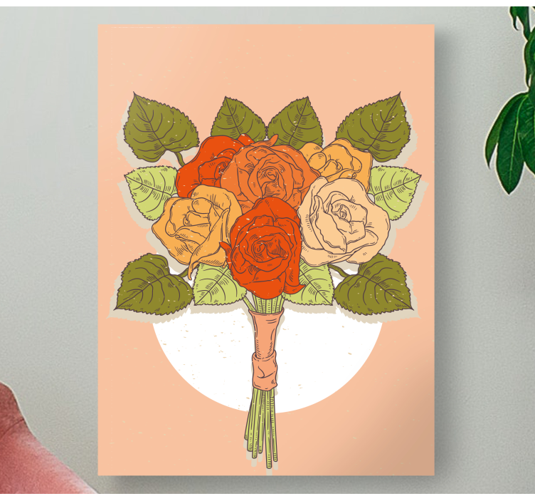 Flowers canvas bouquet of roses - TenStickers
