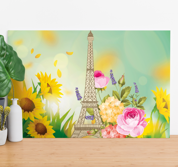 Flowers canvas eiffel tower floral art - TenStickers