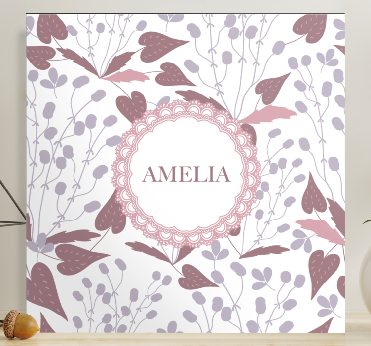 Flowers canvas floral name artwork - TenStickers