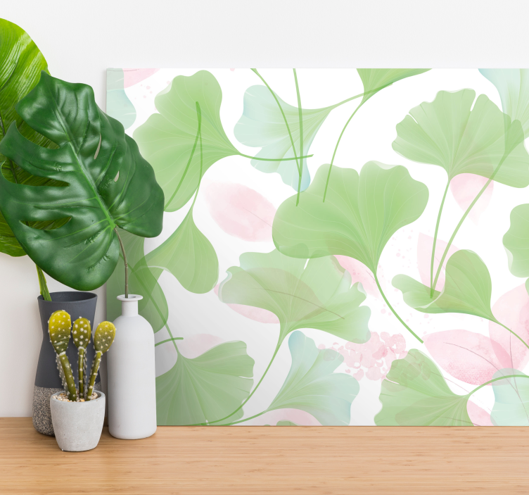 Flowers canvas ginkgo leaf design - TenStickers