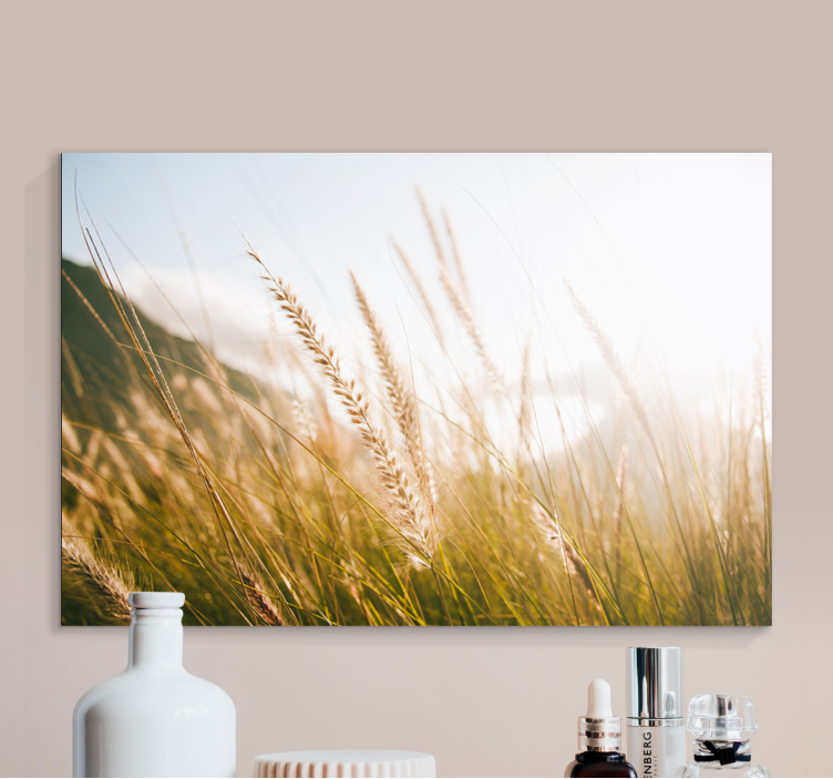 Flowers canvas golden grass meadows - TenStickers