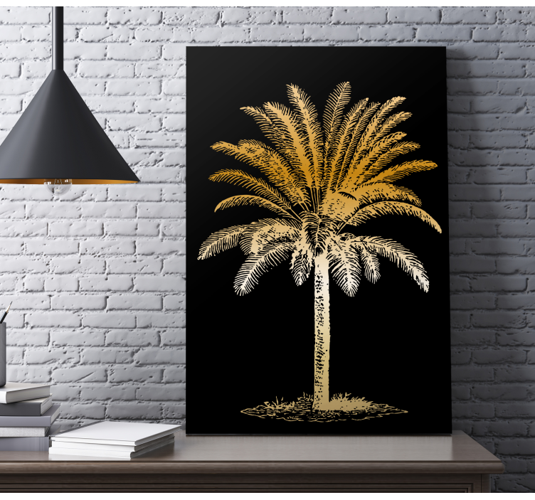 Flowers canvas golden palm tree art print - TenStickers
