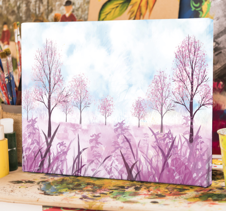 Flowers canvas pink blossom landscape - TenStickers