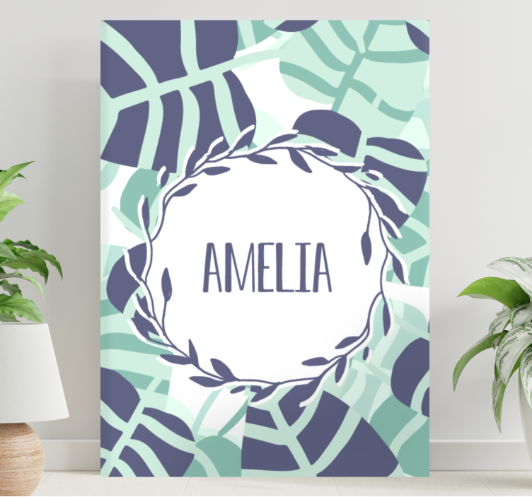 Flowers canvas with custom leaf design - TenStickers