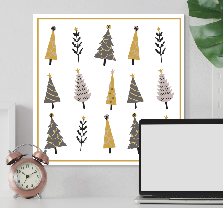 Flowers canvas with decorative christmas trees - TenStickers