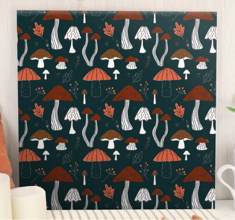 Flowers canvas with mushroom pattern design - TenStickers