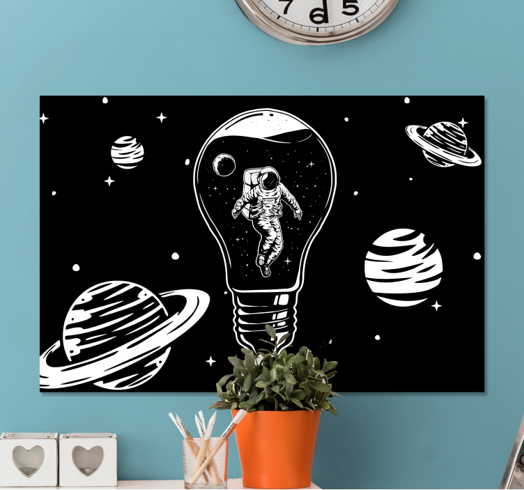 Fruit canvas wall art astronaut in lightbulb - TenStickers