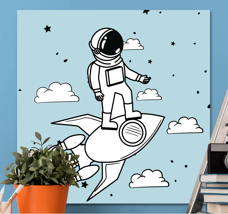 Fruit canvas wall art astronaut rocket journey - TenStickers
