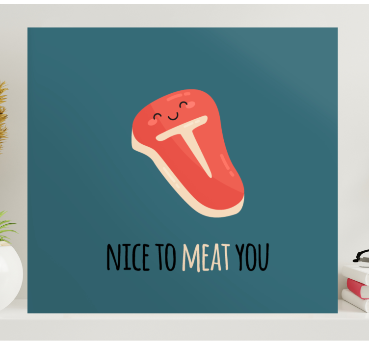 Fruit canvas wall art happy steak smile - TenStickers