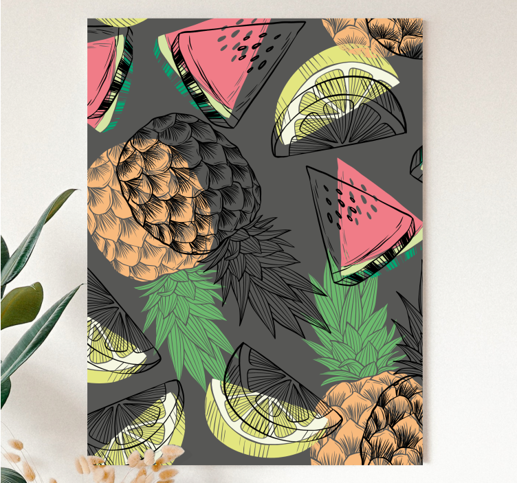 Fruit canvas wall art tropical pineapple design - TenStickers