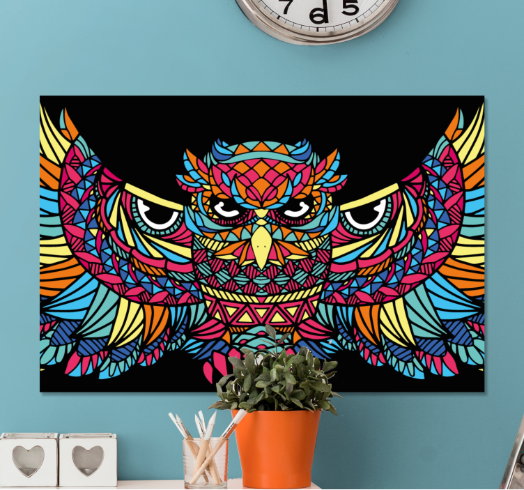 Geometric-animals brave owl bird canvas - TenStickers