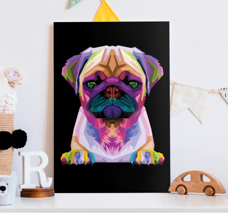 Geometric-animals cute dog dog canvas prints - TenStickers