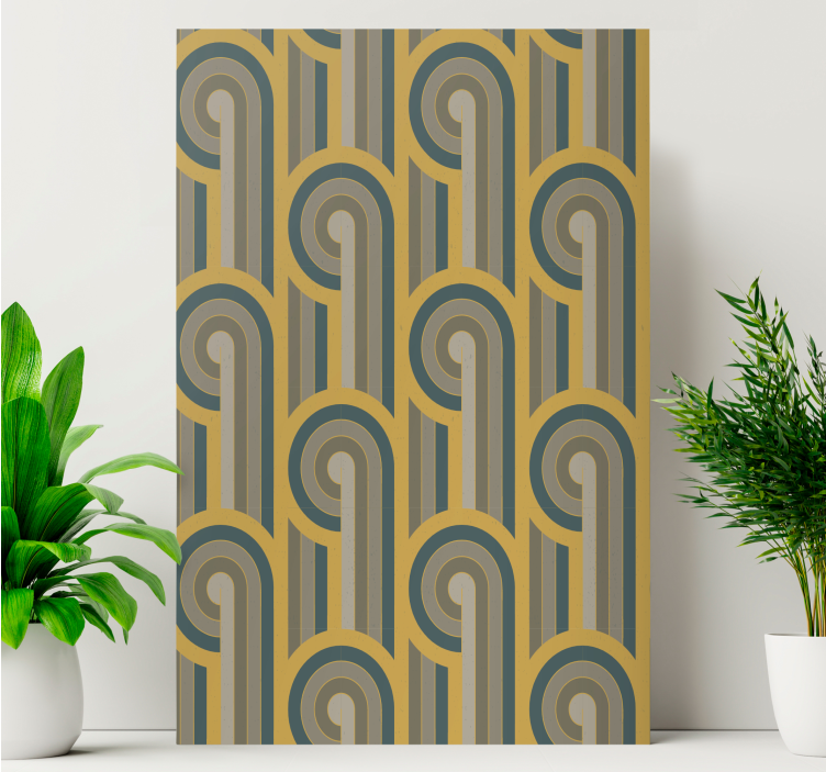 Geometric canvas with curved line design - TenStickers