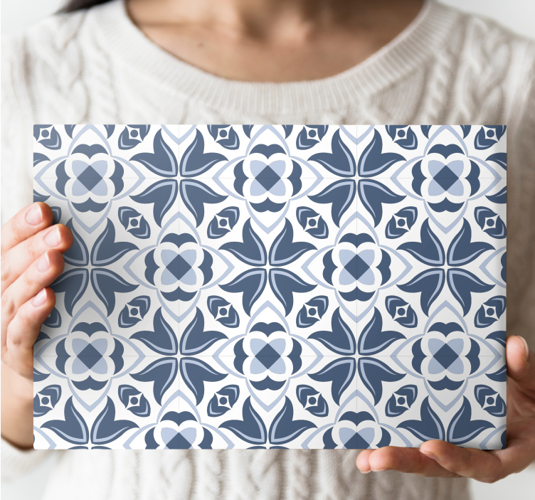 Gray pattern"Hampton Style" flower canvas print - TenStickers