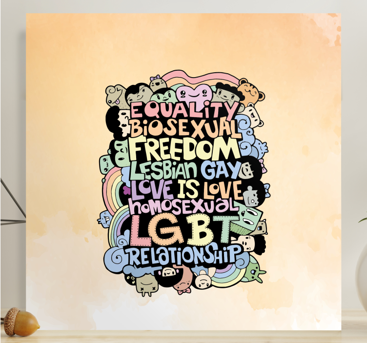 Hand drawing names of lgbt home canvas prints - TenStickers