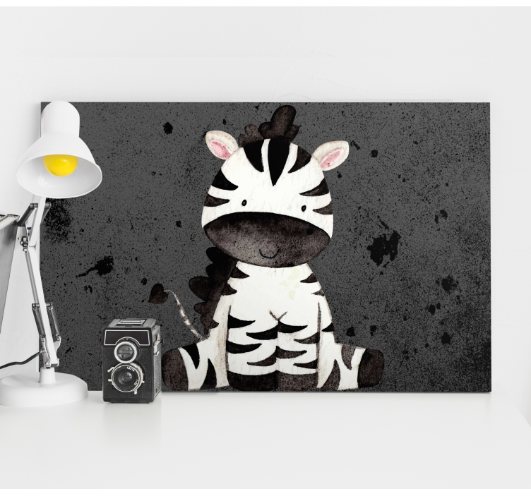 Happy zebra cartoon animal canvas prints - TenStickers