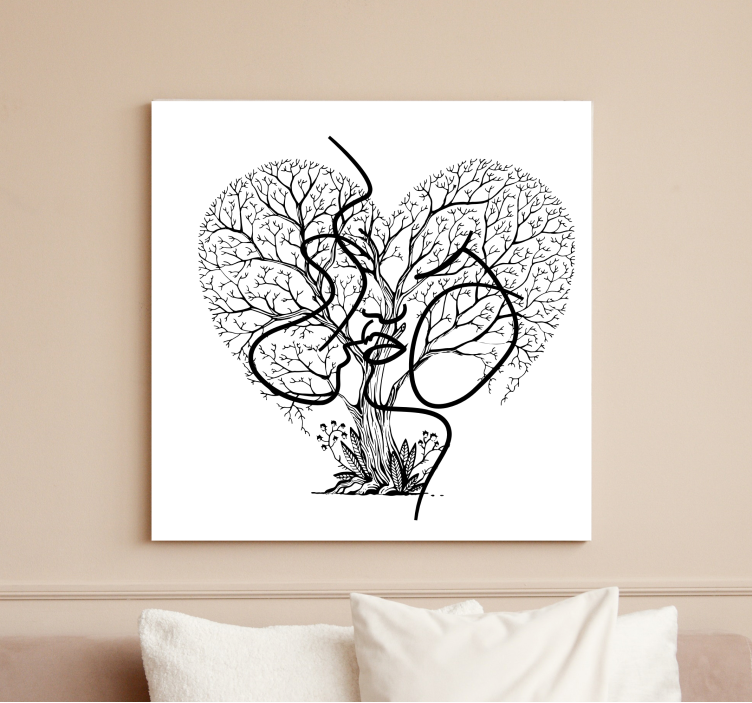 Heart-shaped trees tree canvas wall art - TenStickers