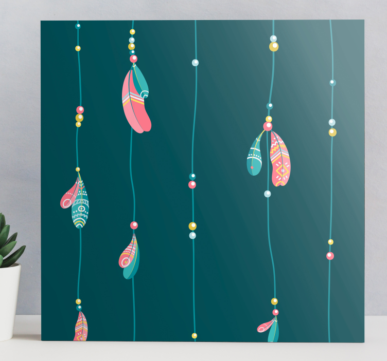 Indian blue feathers hanging canvas wall art - TenStickers