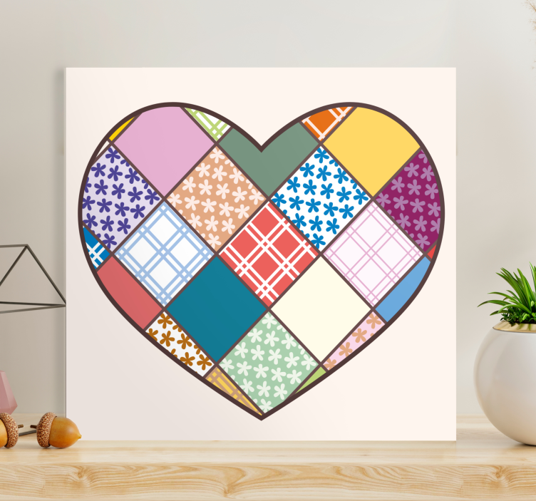 Inspirational wall art heart quilt design - TenStickers