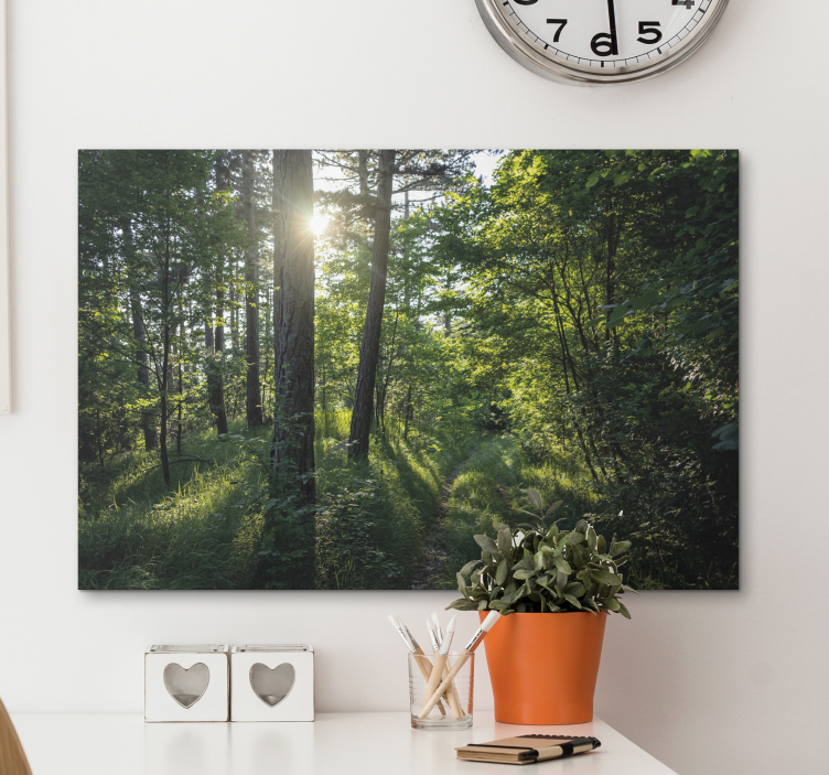 Landscape canvas illuminated woodland path - TenStickers
