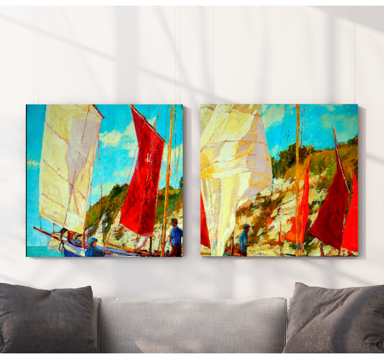 Landscape canvas sailing boats artwork - TenStickers