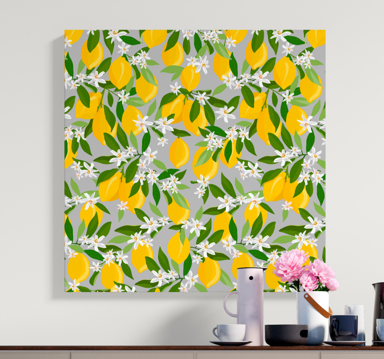 Lemon tree pattern fruit canvas - TenStickers