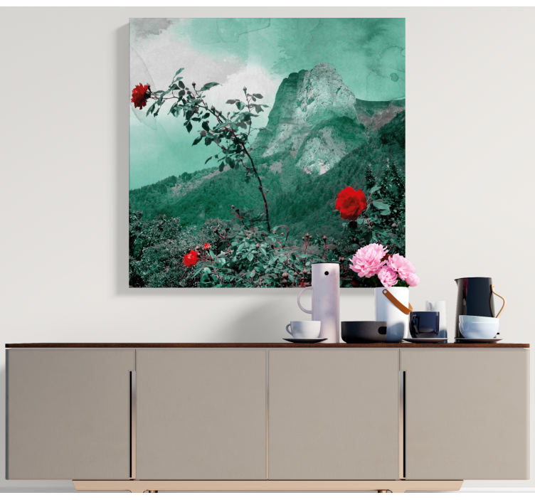 Mountain rose landscape canvas - TenStickers