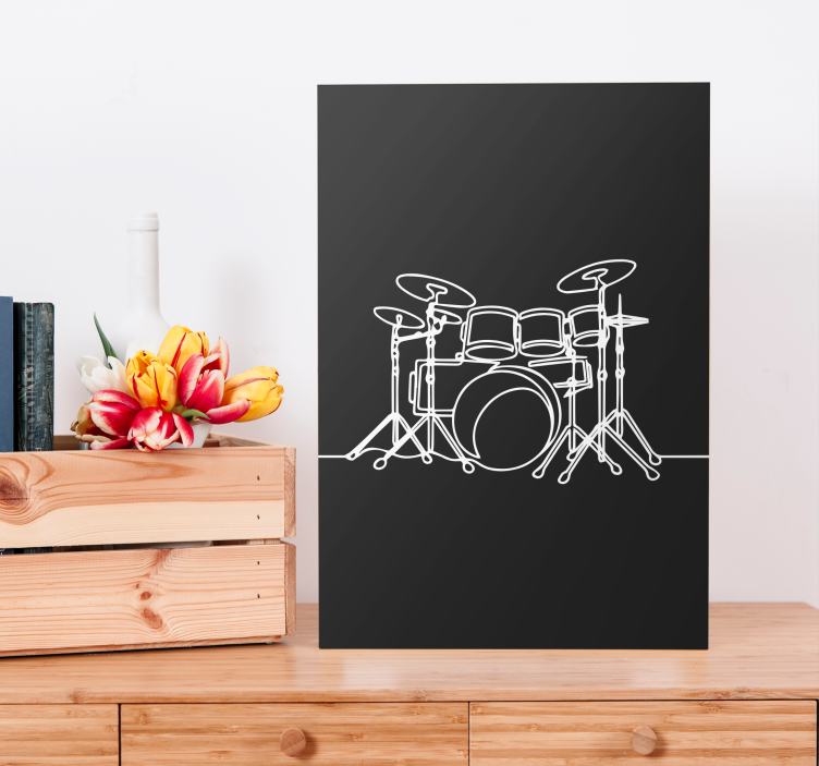 Music canvas art drum set outline - TenStickers