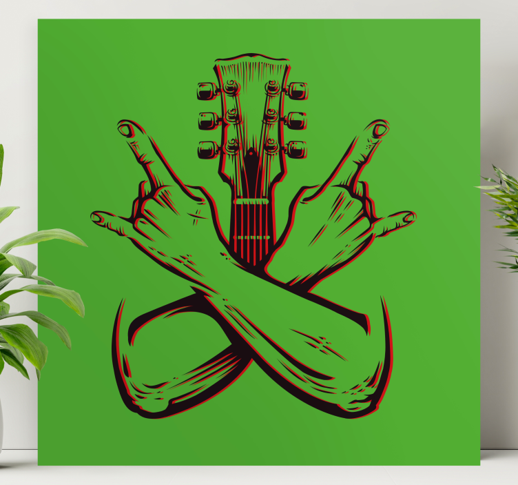 Music canvas art guitar hand symbol - TenStickers