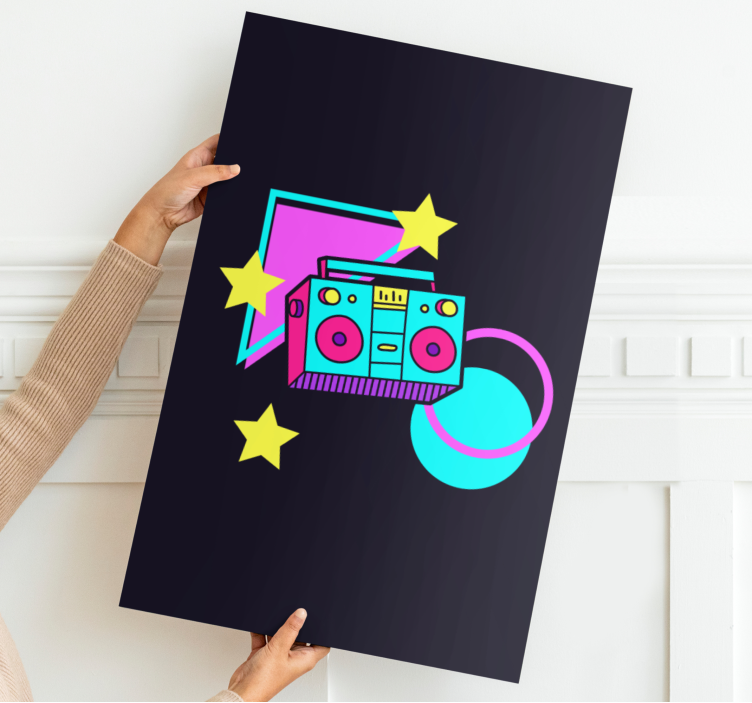 Music canvas art retro boom box - TenStickers