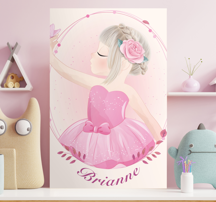 Nursery canvas dancing ballerina girl art print - TenStickers