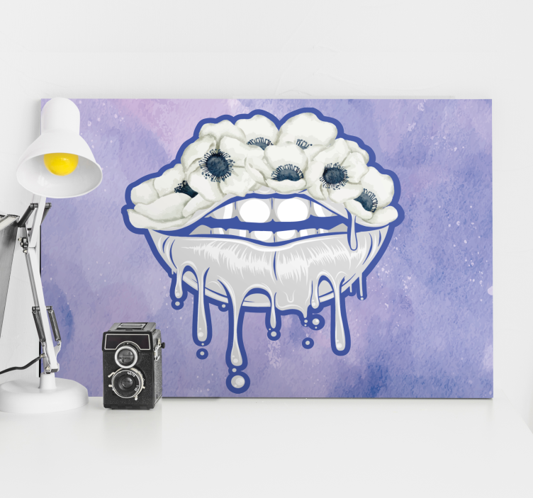 Ornamental canvas print mouth with flowers - TenStickers